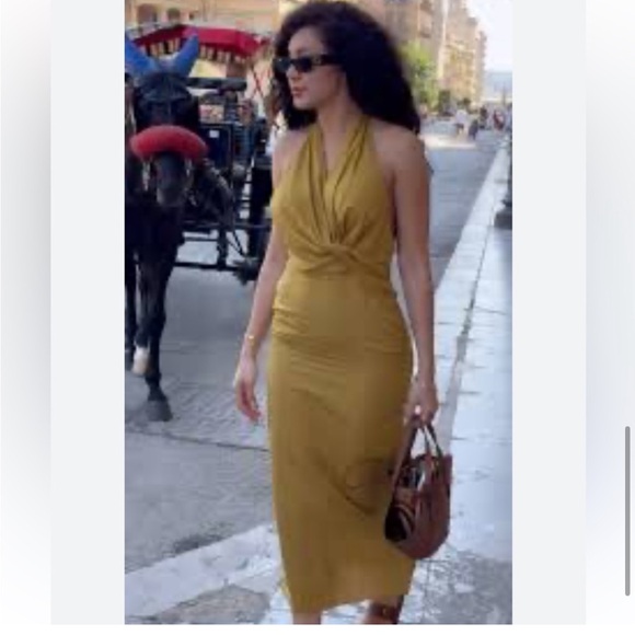 🌺ZARA NWT LINEN 2024 COLLECTION HALTER DRESS ZW COLLECTION Small - Picture 8 of 11